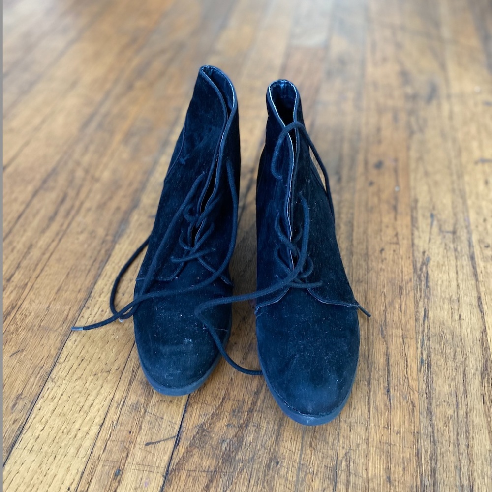 Black Wedge Booties (size 7)